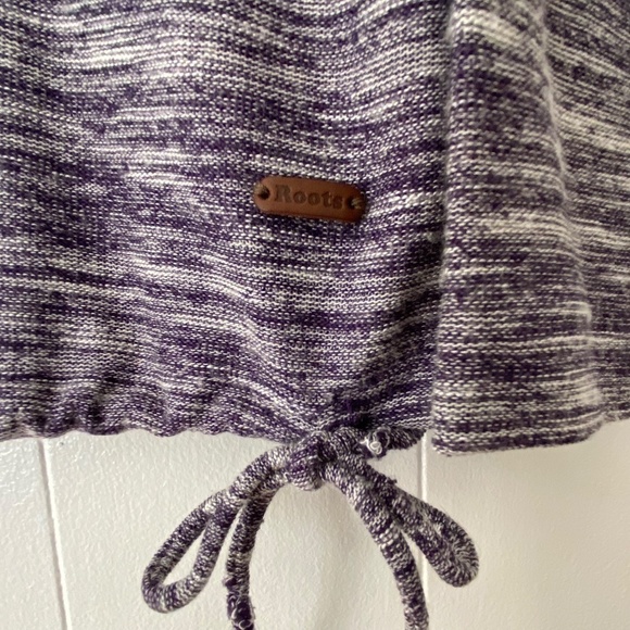Roots slub knit purple and white cowl neck pull over drawstring waist size L - Picture 6 of 9